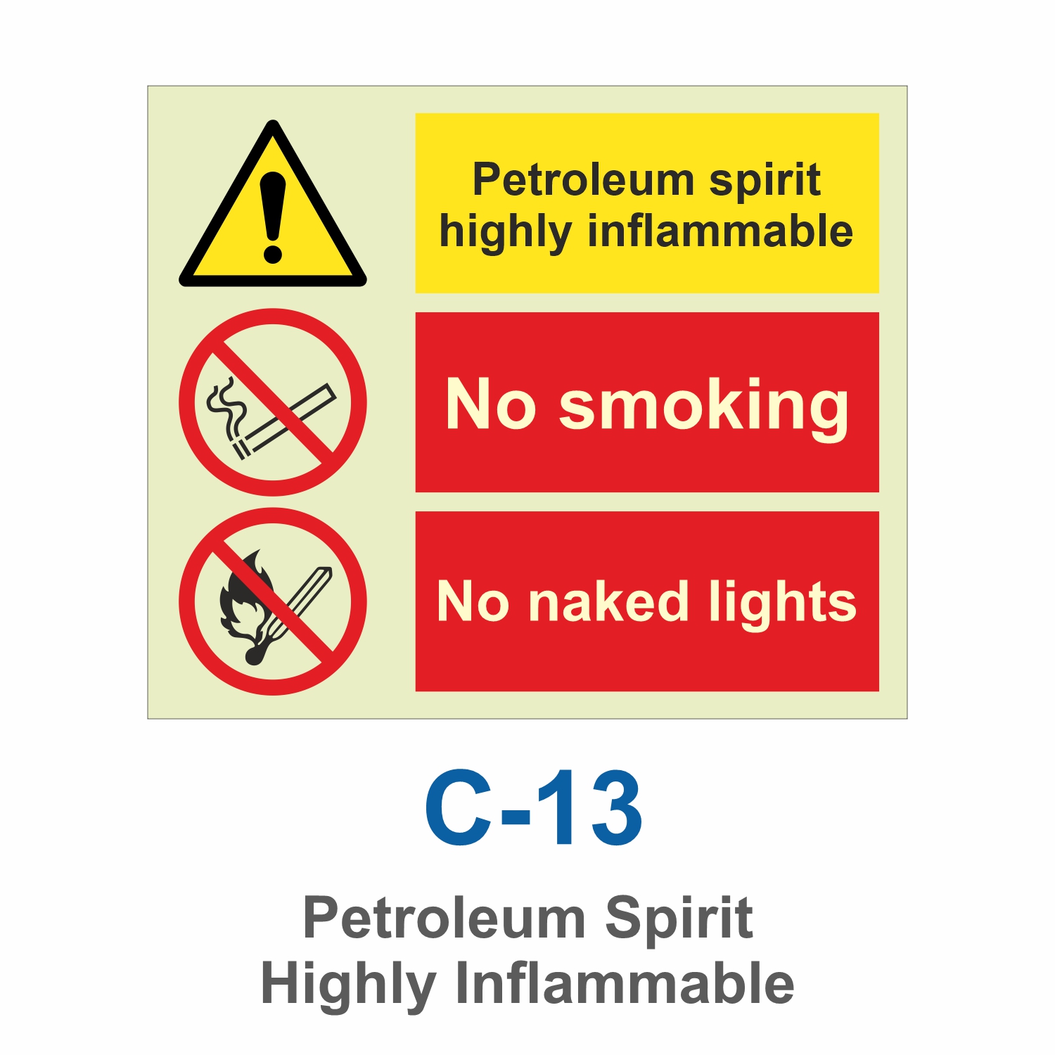 C-13_Petroleum Spirit Highly Inflammable_Signage