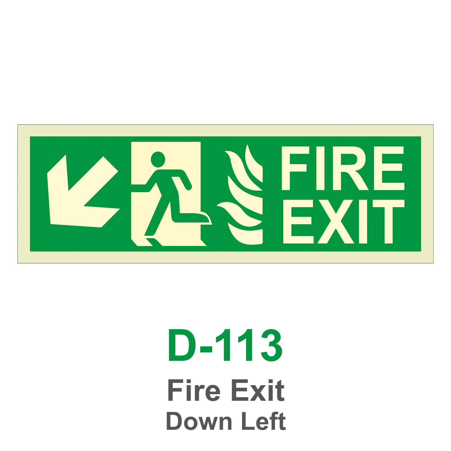 D-113_Fire Exit Down Left_Signage