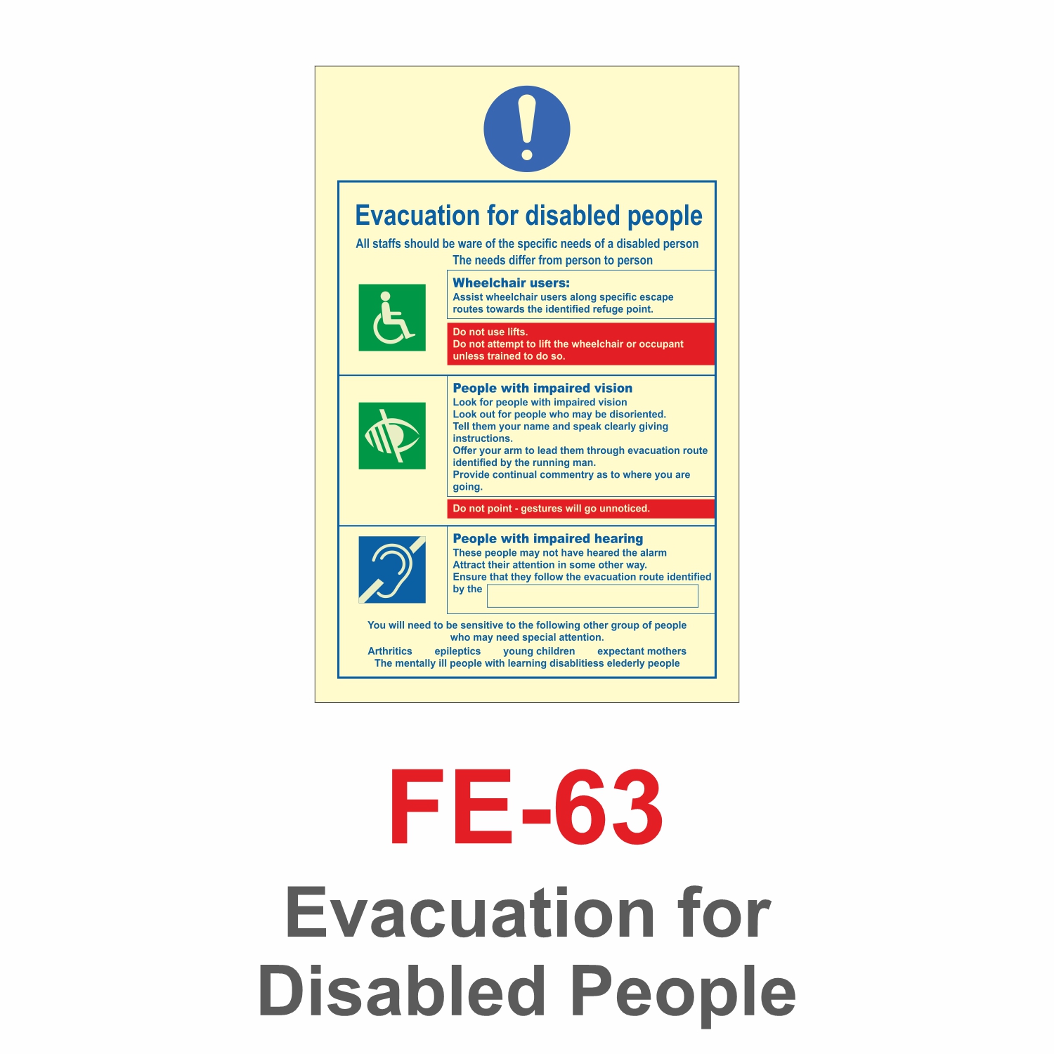 FE-63_Evacuation for Disables People_Signage