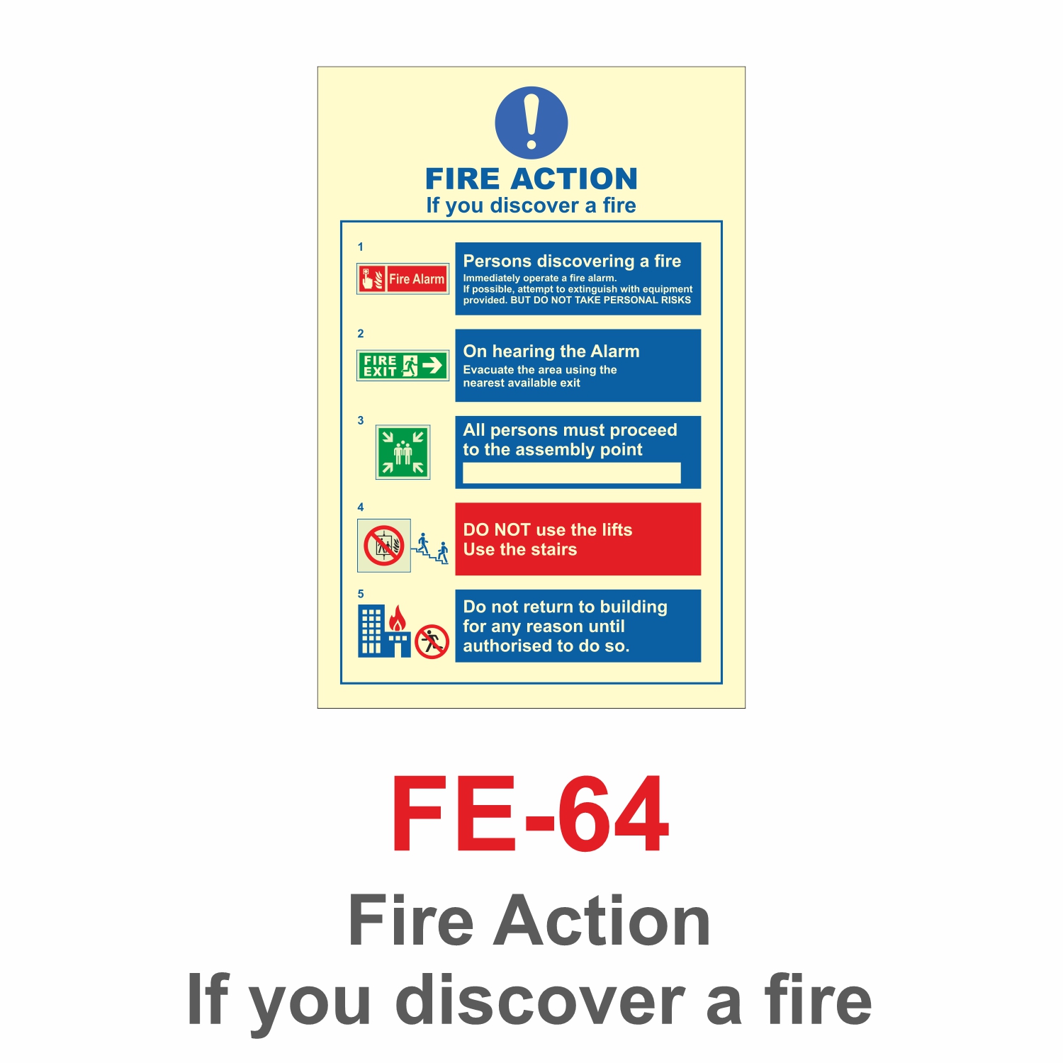 FE-64_Fire Action If you discover a fire_Signage