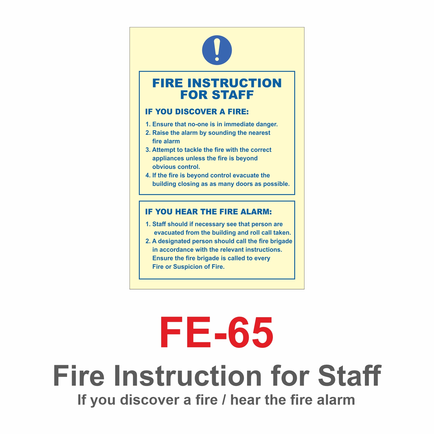 FE-65_Fire Instruction for Staff_Signage